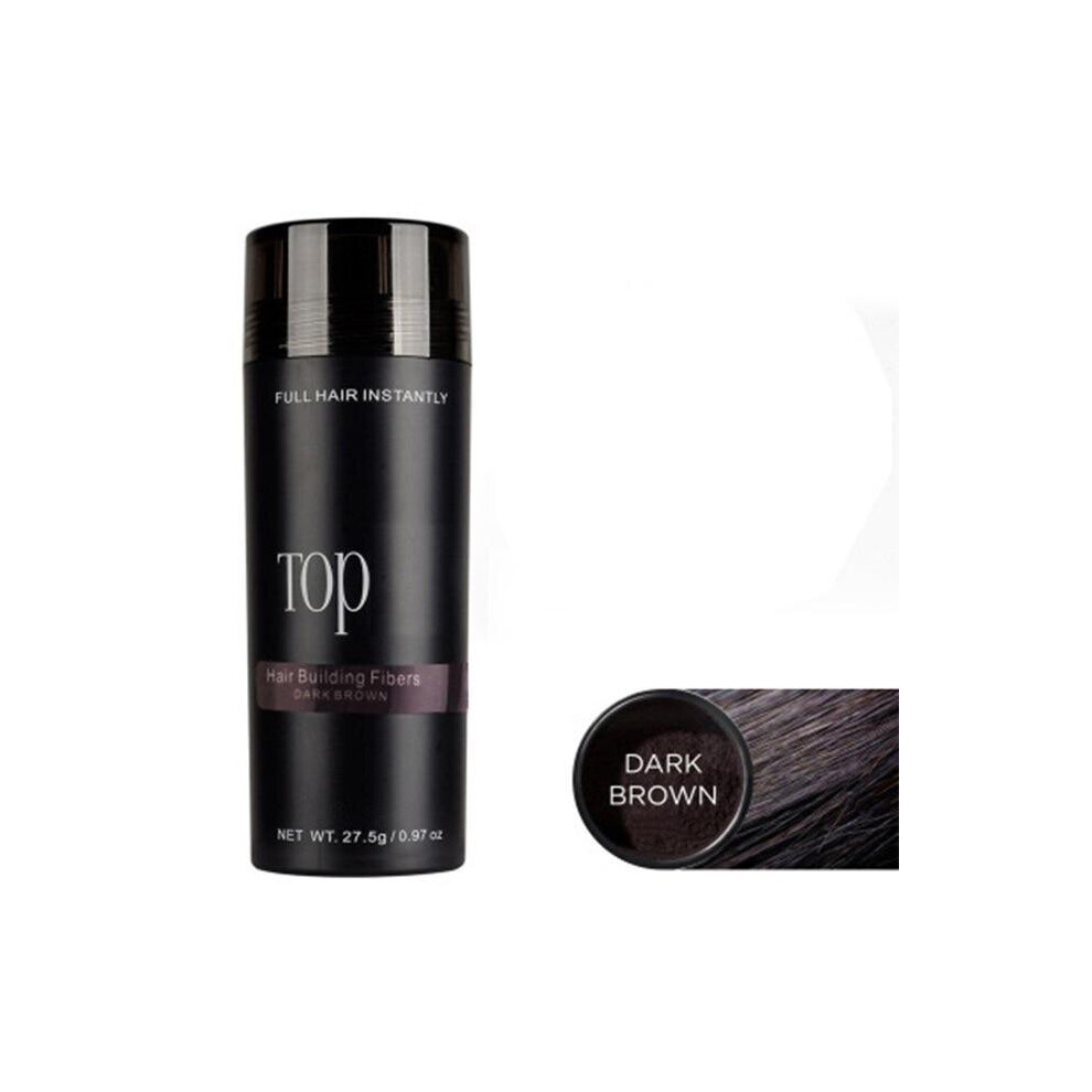 (Dark Brown) Authentic Keratin Hair Fibers Spray 27.5g Colorful Powder Hair Loss Building Hairline Optimizer Dense Hair Growth Black Brown