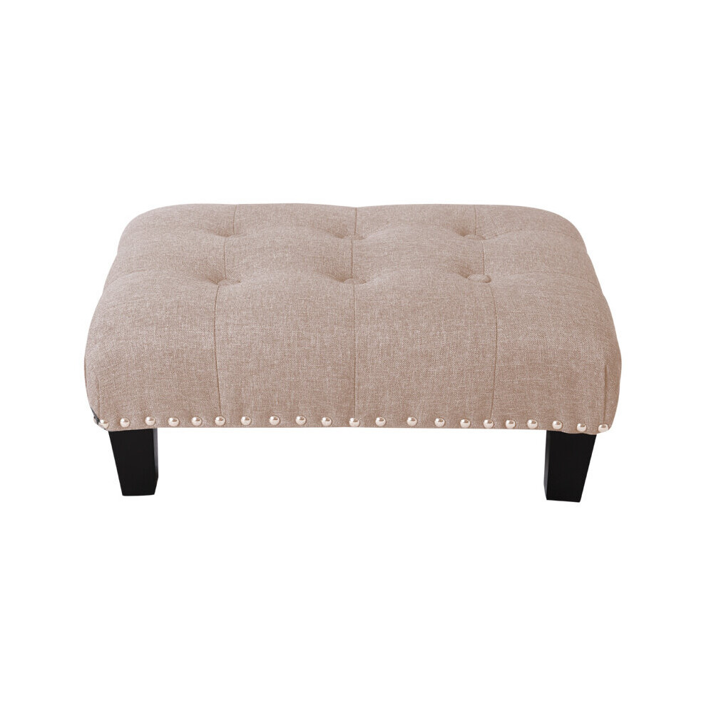 Small Footstool Deep Buttoned Tufted Pouffe Ottoman Bench Beige 50x37x20cm