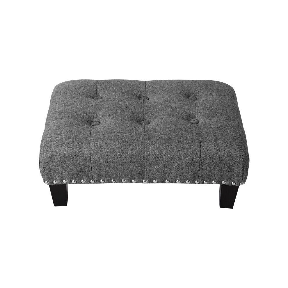 (Small Light Grey-50*37*20cm) Foot Rest Pouffe Stool Padded Seat Ottoman Footstool Chair Sofa Bench Stools
