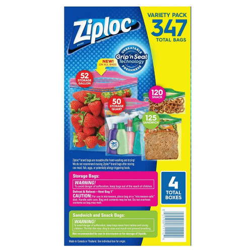 Ziploc Freezer Variety Bag Microwave Safe 347 Pack 2