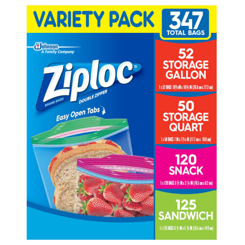 Ziploc Freezer Variety Bag Microwave Safe 347 Pack 1