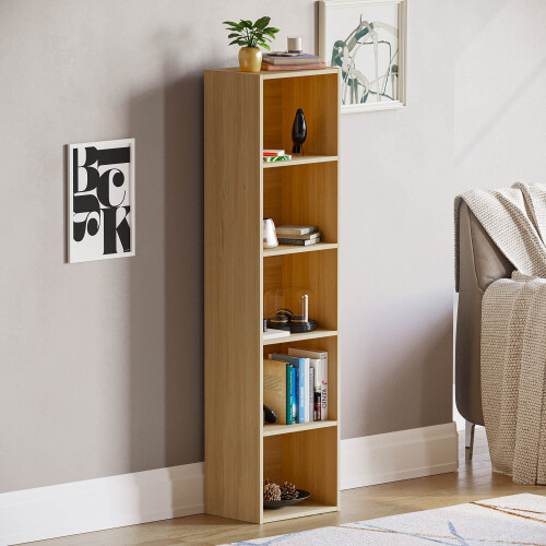 Home Discount (Oak) Oxford 5 Tier Cube Bookcase Tall Storage Display