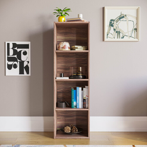 Home Discount (Walnut) Oxford 4 Tier Cube Bookcase Display Shelving Unit 1