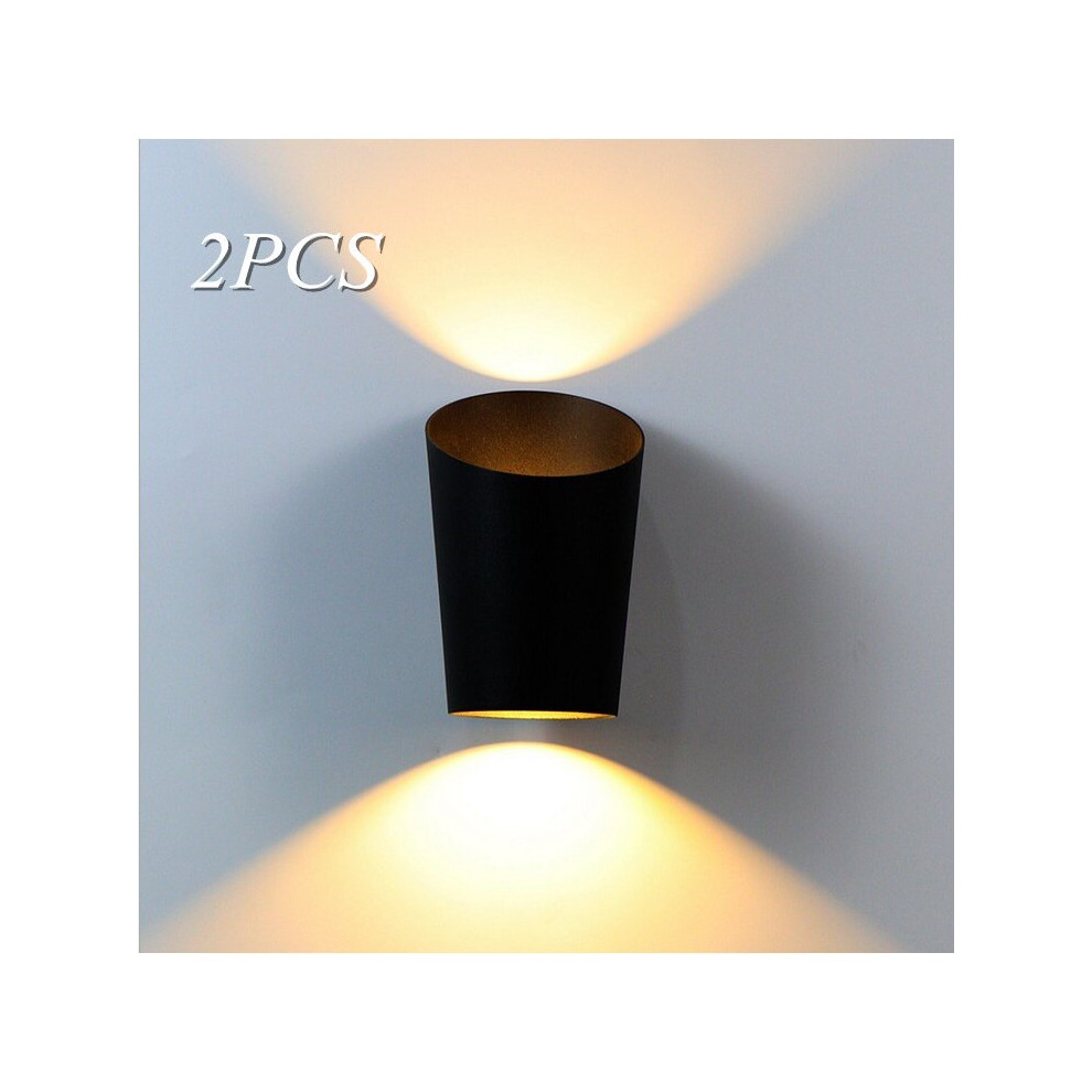 2PCS Modern Led Wall Light Black Nordic Simple Wall Lamp Retro Wall Sconce Vintage Metal Wall Light -Warm White