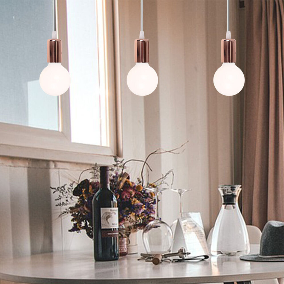(Style B) Modern Pendant Light Creative Pendant Lamp E27 Minimalist 3 Lamp Holders Hanging Light Retro Ceiling Lamp Rose Gold for Cafe Bar Office Bedroom