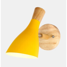 ((Yellow)) Modern Minimalist Wall Light Retro Wall Sconce Nordic Wall Light Indoor Wood Wall Lamp E27 for Bedroom Cafe Living Room