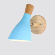 ((Blue)) Modern Minimalist Wall Light Retro Wall Sconce Nordic Wall Light Indoor Wood Wall Lamp E27 for Bedroom Cafe Living Room