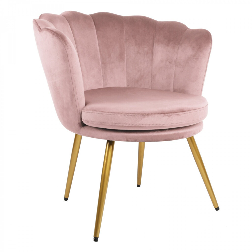 Genesis Flora Accent Chair with Petal Back Scallop Armchair in Velvet - Silver Pink