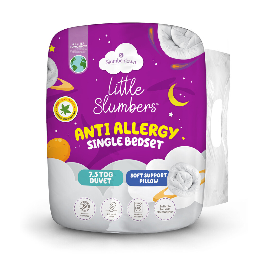 (Single) Slumberdown Anti Allergy Kids Bed Set 7.5 Tog UK Made