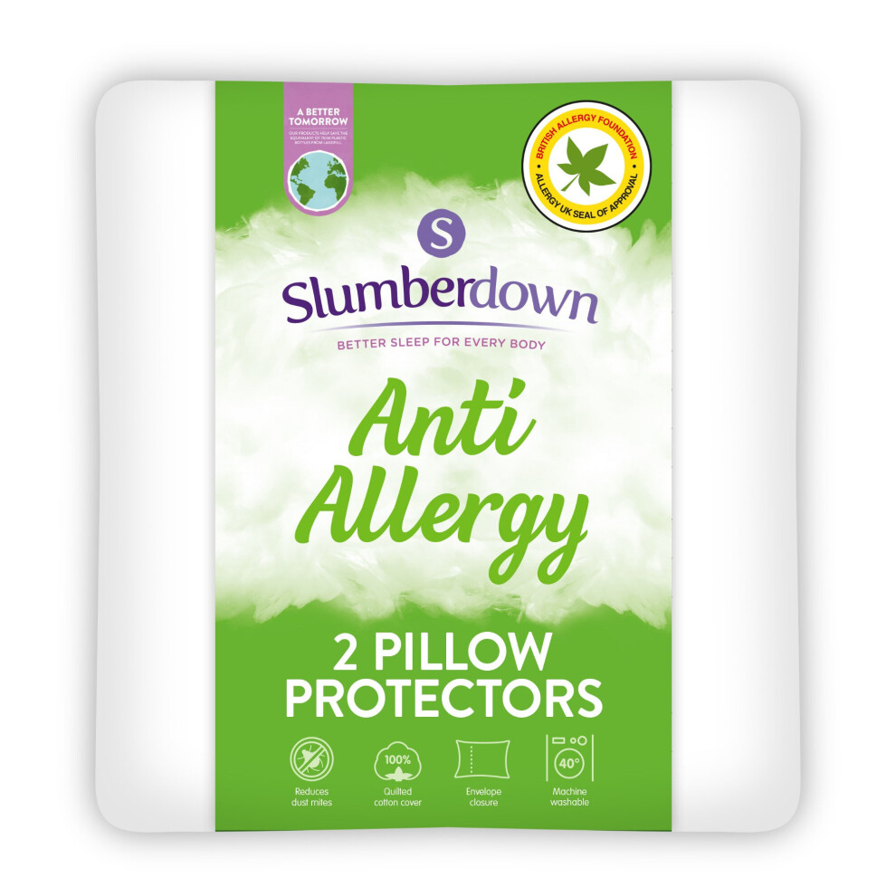 (2 Pack) Slumberdown Anti Allergy Pillow Protector