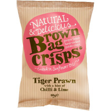 Brown Bag Crisps Tiger Prawn with Chilli & Lime 40g (20 Pack)