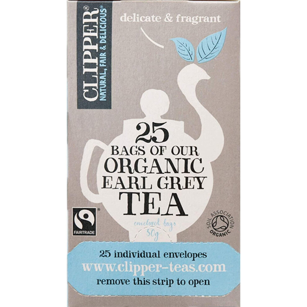 Clipper Organic & FT Earl Grey Tea Envelope S&T 25's (6 Pack)