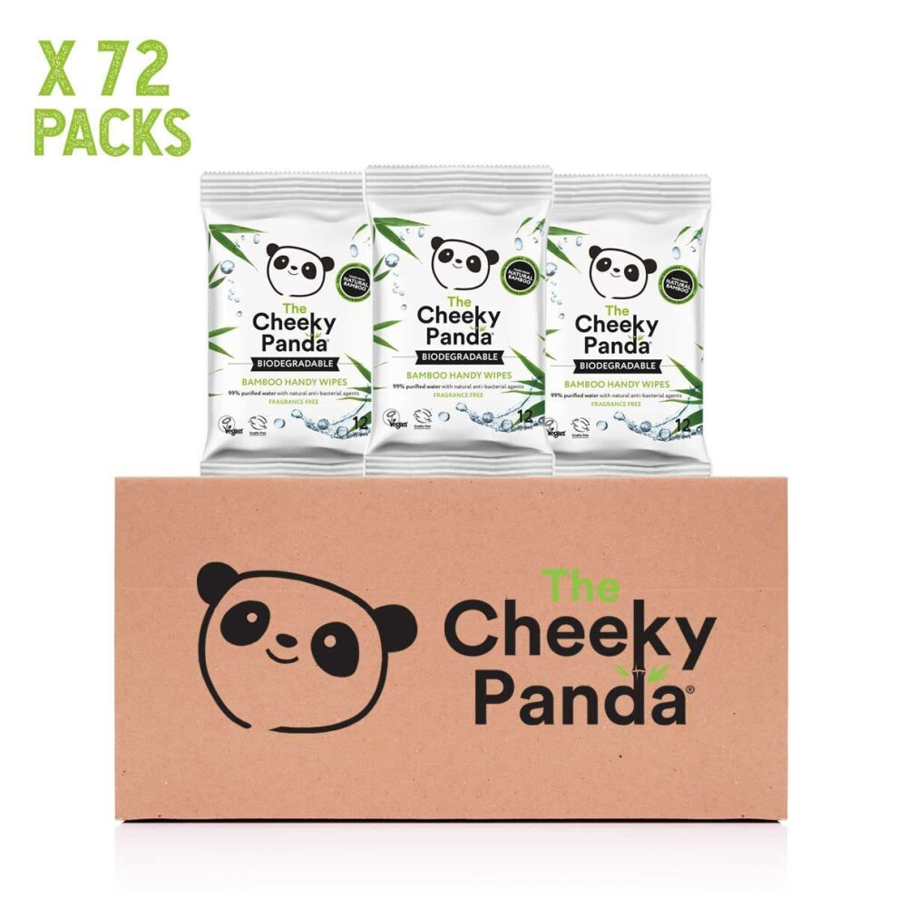 Cheeky Panda Biodegradable Bamboo Handy Wipes 12's (72 Pack)