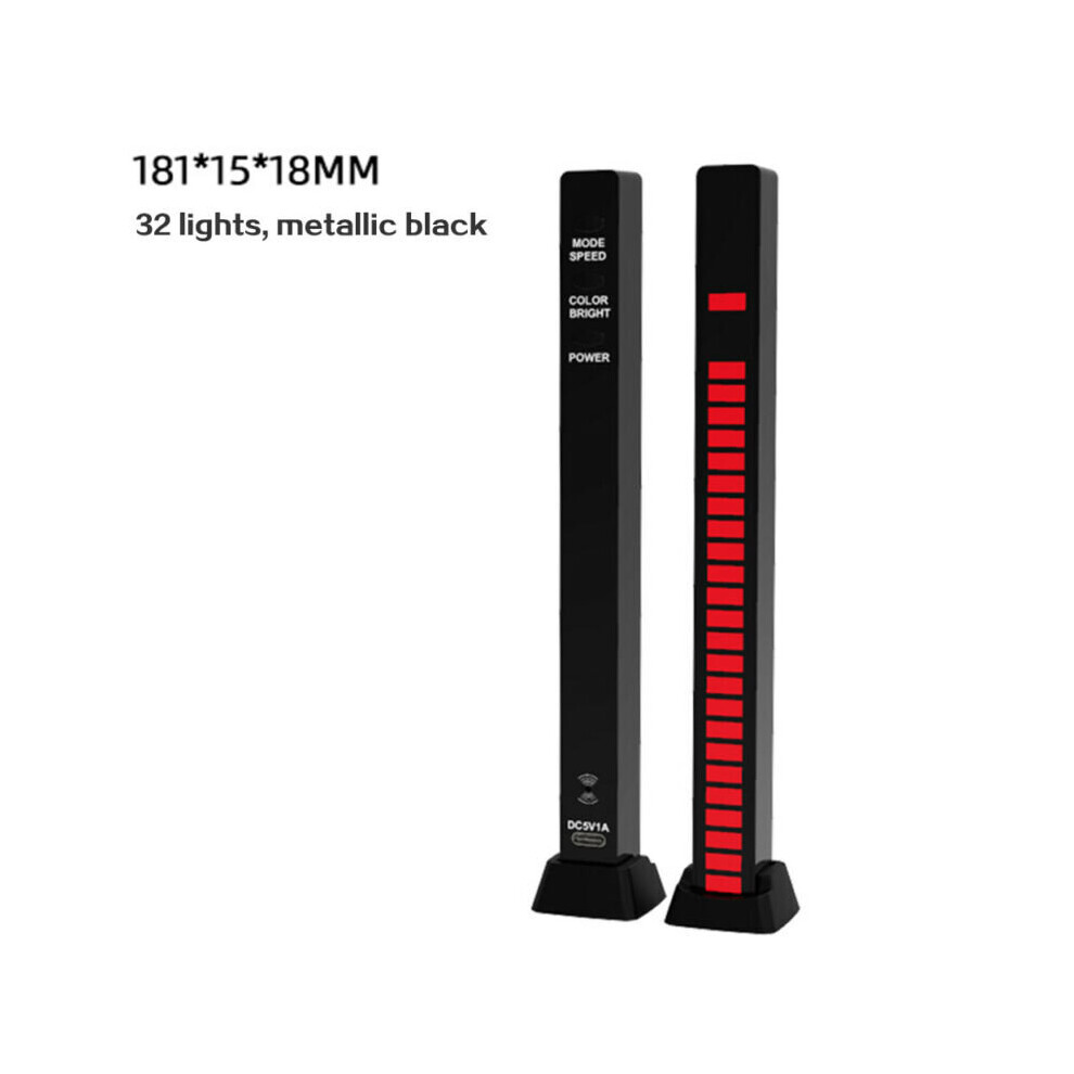 (, 181X15x18mm) 32 Led Rgb Car Sound Control Voice Pc Activated Pick Music Rhythm Black/Light 699346018130