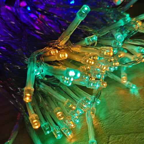 Premier 200 LED 20m Premier Christmas Timer Lights Multi Function Multicoloured Clear Cable 1