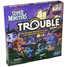 Hasbro Games Trouble : Jeu de soci  t     dition Super Monstres Netflix pour enfants de 5 ans et plus