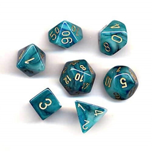 Chessex CHX27489 Dice-Phantom Teal/Gold Set - Board Game