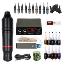 (Black Tattoo Kit, China) Complete Tattoo Machine Kit