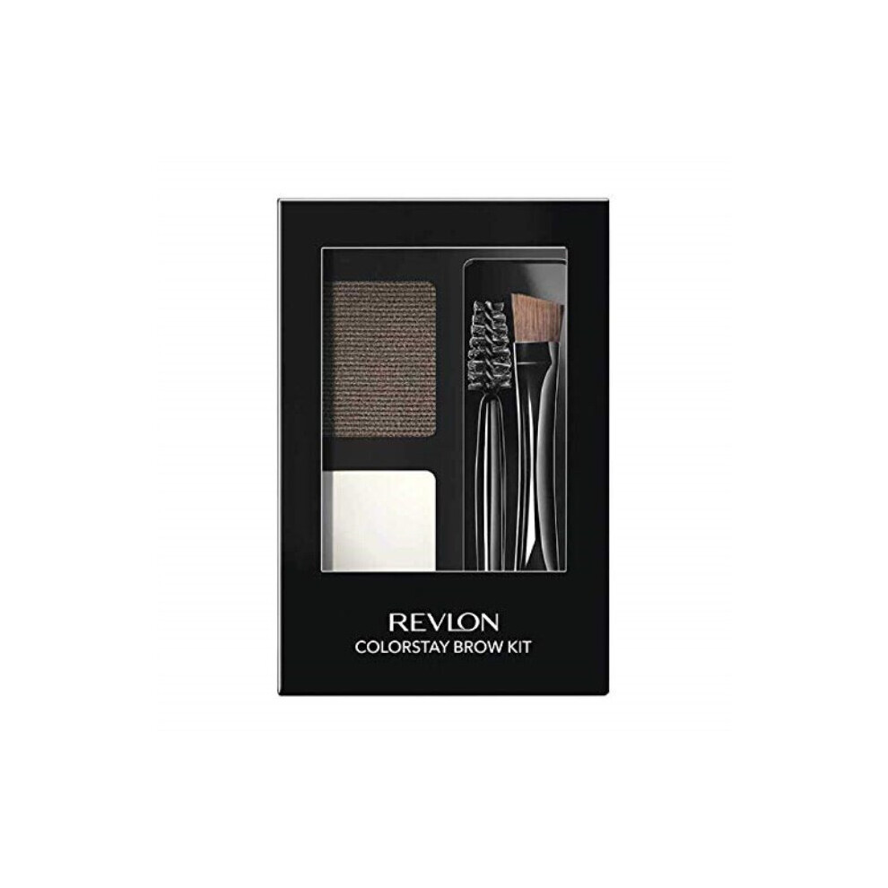 Revlon ColorStay Brow Kit, Includes Longwear Brow Powder, Clear Pomade, DualEnded Angled Tip Eyebrow Brush & Spoolie Brush, Dark Brown 102, 0.08 oz