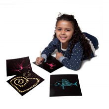 eeBoo Foil Scratch Art Papers, 15 Holographic Sheets and Bamboo Stylus