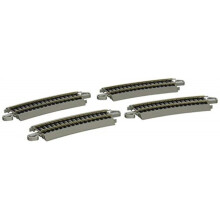 Bachmann Tåg - Snap-Fit E-Z TRACK HALVSEKTION 18" RADIUS KURVA (4/kort) - NICKEL SILVER Spår