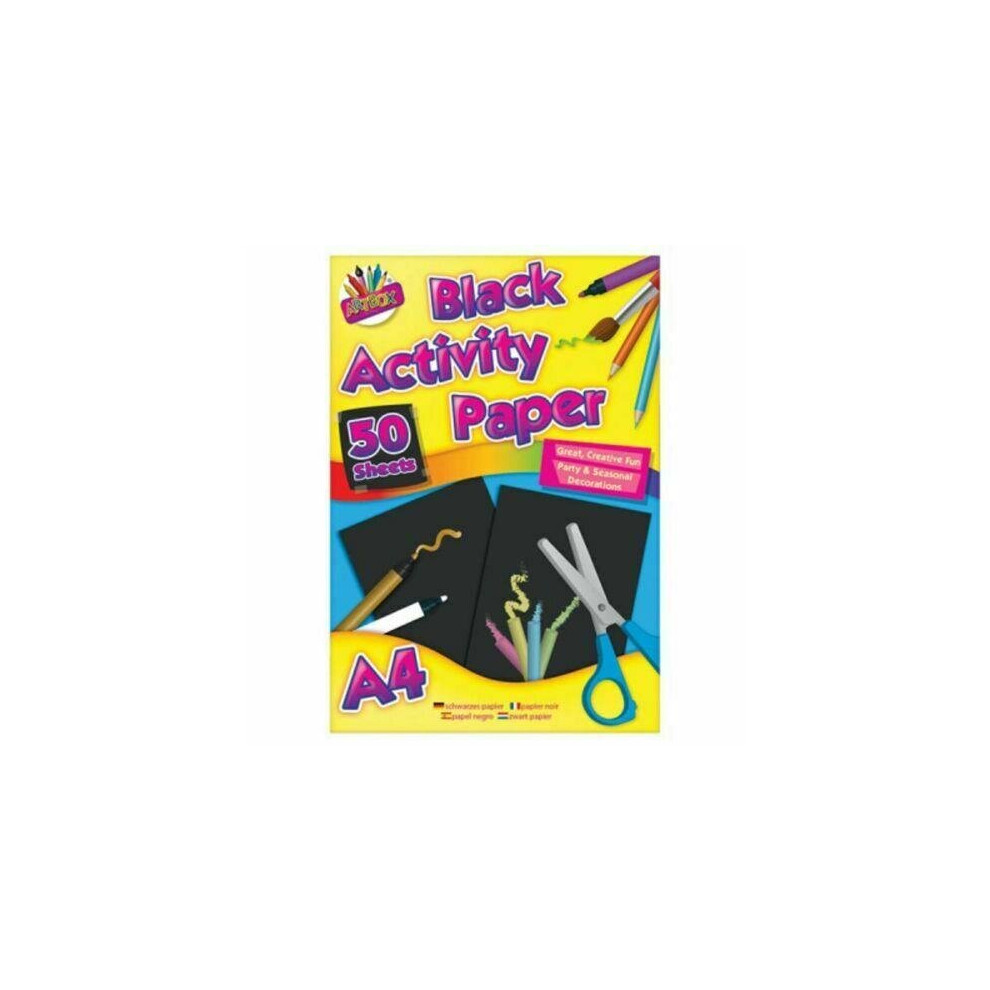 A4 Black Paper Pad - 50 Sheets Art Craft Drawing Black Sketchpad SketchBook UK