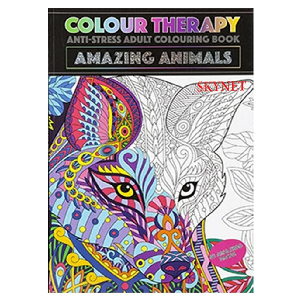 Eazyonlineshop A4 Anti - Stress Activity Therapy Amazing Animals Adult Colouring Book