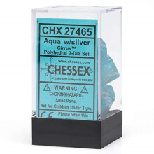 Polyhedral Dice: Cirrus Aqua w/ Silver - Board Game