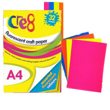 A4 Fluorescent Craft Pad Scrapbook Drawing Art Neon Colour Paper Back Card Cover