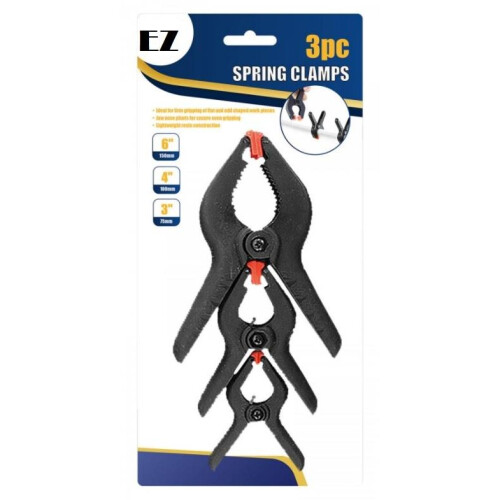 3pc spring clamps Mix Size Spring 6, 4 & 3 in Heavy Duty Spring Clips Models 2