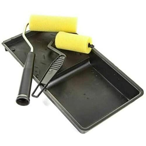 3pc Mini Foam Paint Roller Set Gloss Emulsion Decorating Decorator Tray Sponge
