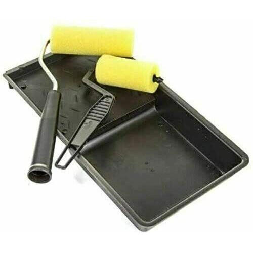 3pc Mini Foam Paint Roller Set Gloss Emulsion Decorating Decorator Tray Sponge 1