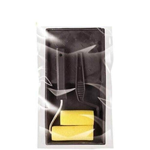3pc Mini Foam Paint Roller Set Gloss Emulsion Decorating Decorator Tray Sponge 2