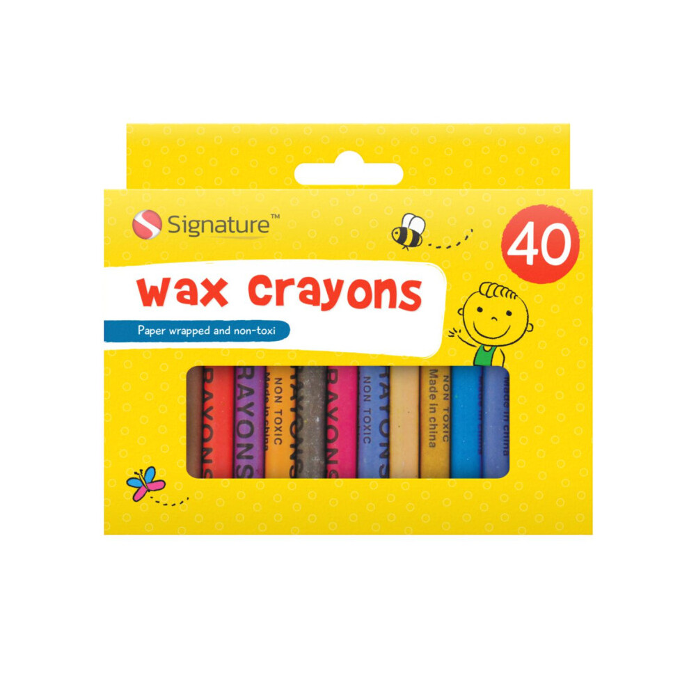 40 Wax Crayons Set Assorted Non-Toxic Colours Children Kids School Activities