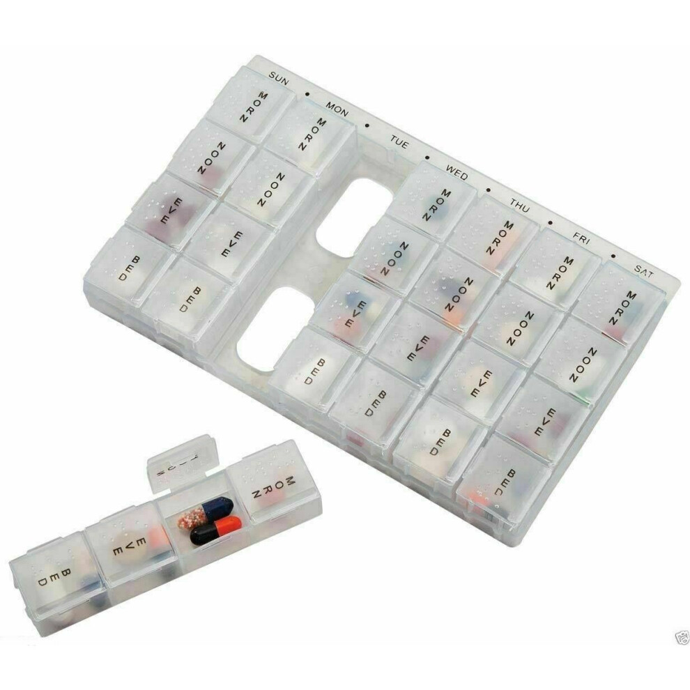 Eazyonlineshop 7 Day Weekly Daily Pill Box Organiser Medicine Tablet Storage Dispenser Holder