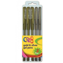 Gel Pen Gold and Silver 5 pens 2 silver and 3 gold gel pen in a pack