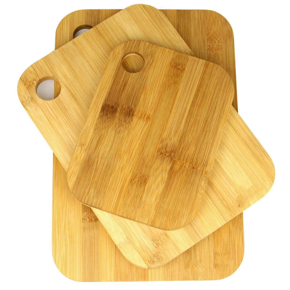 3PC Bamboo Chopping Boards Food Cutting Boards Easy-Grip & Hanging Holes