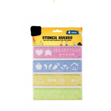 4Pc CHILDRENS COLOURED STENCIL 15cm RULERS Kids School Arts Craft Fun Stationary