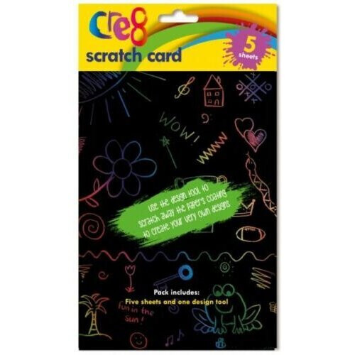 5 Sheets OF A5 Rainbow Scratch Card Plus Tool Create Fun Pictures & Art Designs