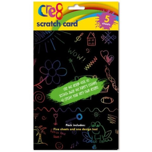5 Sheets OF A5 Rainbow Scratch Card Plus Tool Create Fun Pictures & Art Designs 1