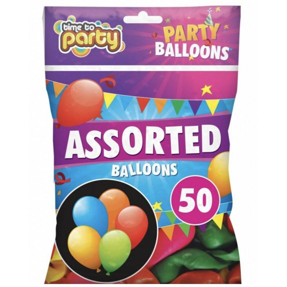 50 Multicoloured Party Balloons for Party Decorations, Birthday Parties Supplies