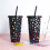 (Black, 1 PC) Loving Christmas Colour Changing Plastic Cold Cup with Straw, 24oz 1