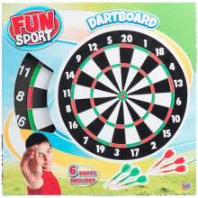 Fun Sport 17Inch Dartboard Double Sided Board Adults Kids Xmas Gift With 6 Darts