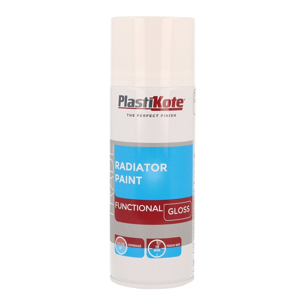 PlastiKote Radiator Paint Functional Gloss Spray Paint 400ml White