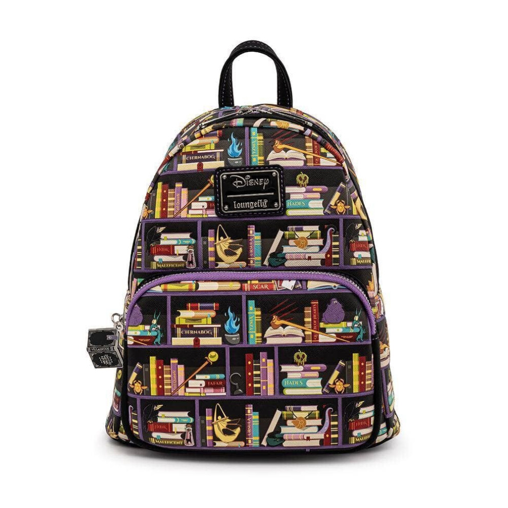 Disney Villains Library Biographies Deluxe Faux Leather Loungefly Mini Backpack