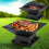 Black Square Portable Fire Pit BBQ Brazier Grill Camping Barbecue 2