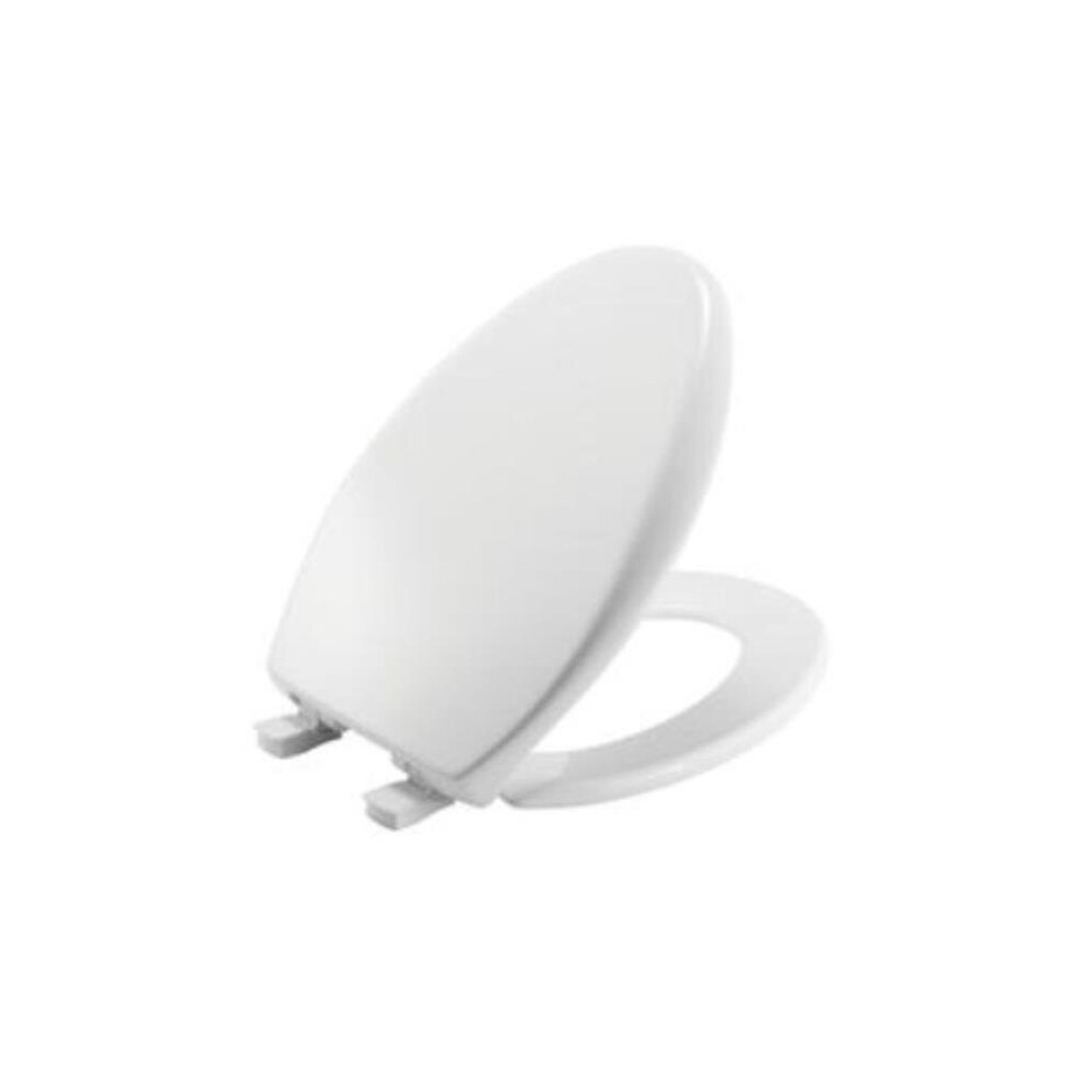 Bemis 1200E4000 Elongated Plastic Toilet Seat With Sta-Tite, White