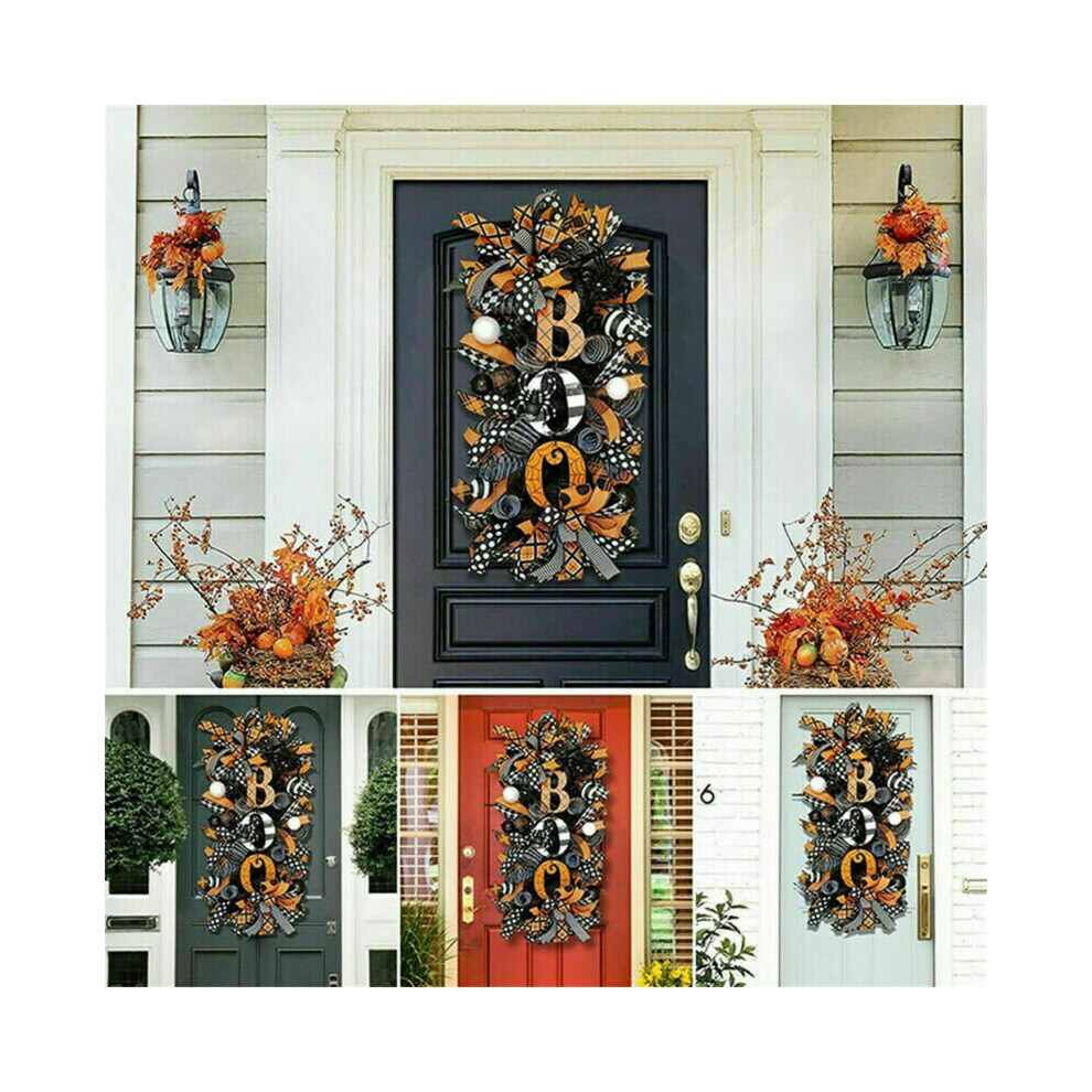 Halloween top Decoration Wreath Pumpkin BOO Front Door Halloween Party Hanging