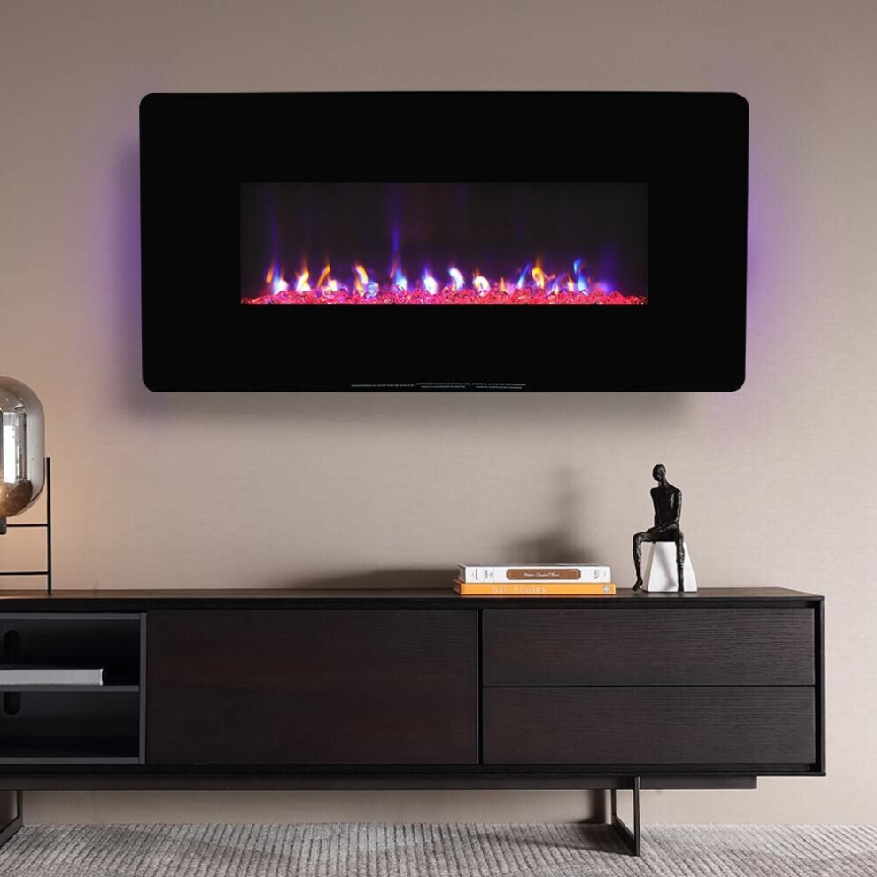 42 inch LED Electric Wall Mounted Fireplace 7 Flame Colours with Freestanding Leg