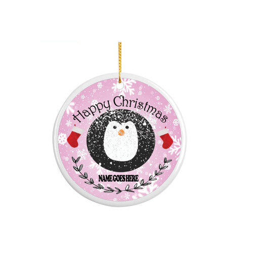 Baby's First Christmas Keepsake Ceramic Christmas Tree Decoration in Pink 1